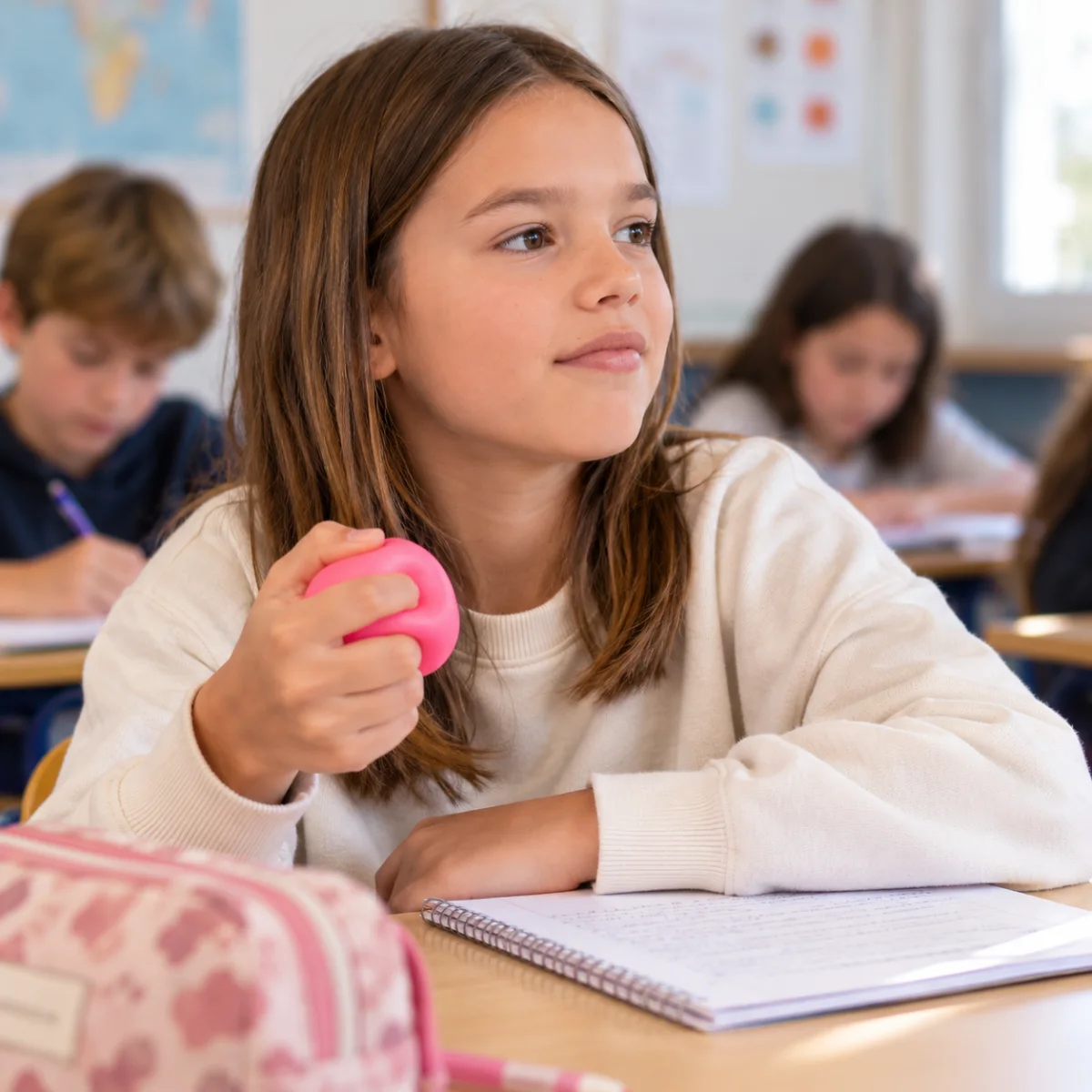 Enfant qui serre une balle anti-stress
