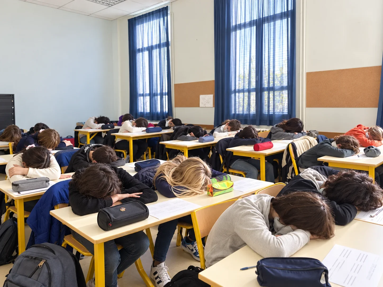 Élèves en classe entière pendant une séance sur les émotions